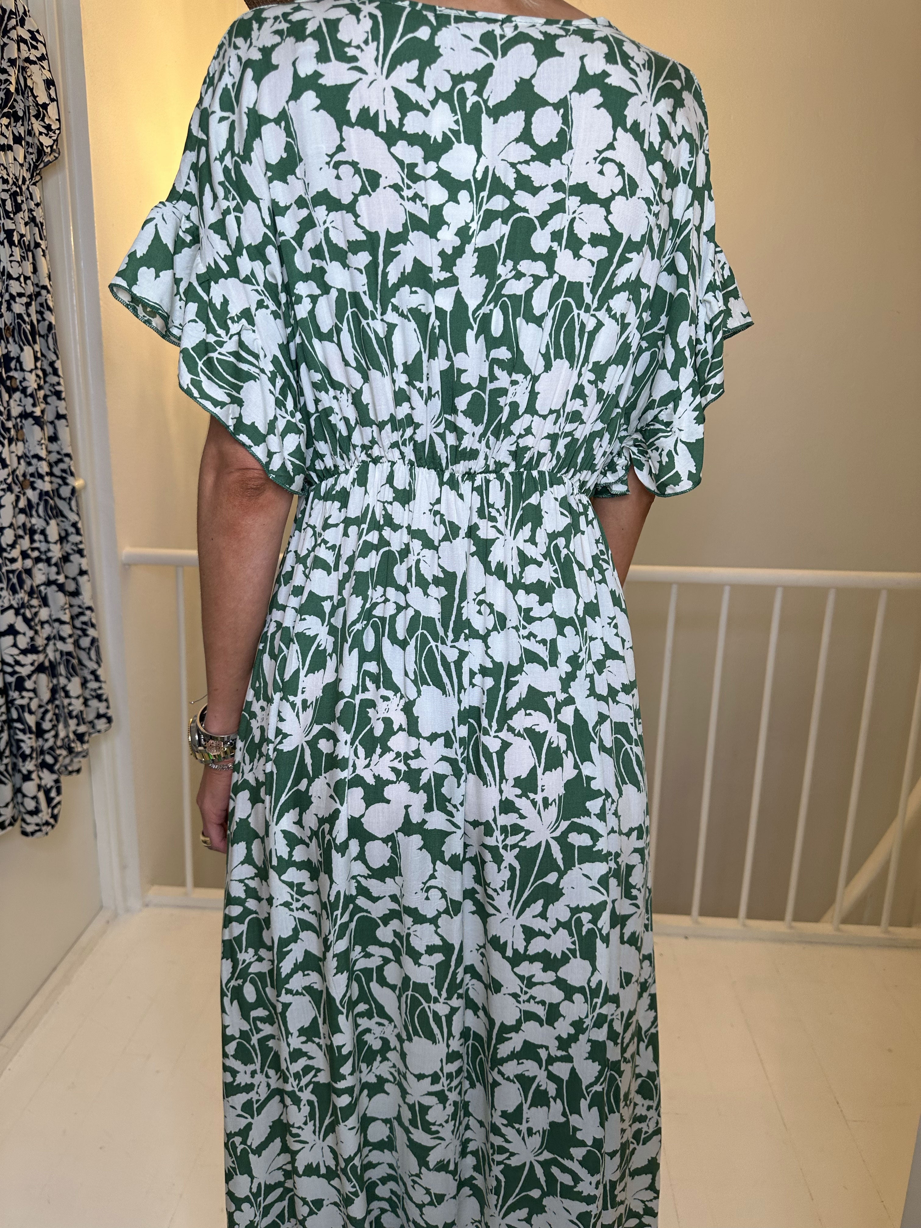 Alina Flower - Sommerkjole med blomsterprint og træknapper